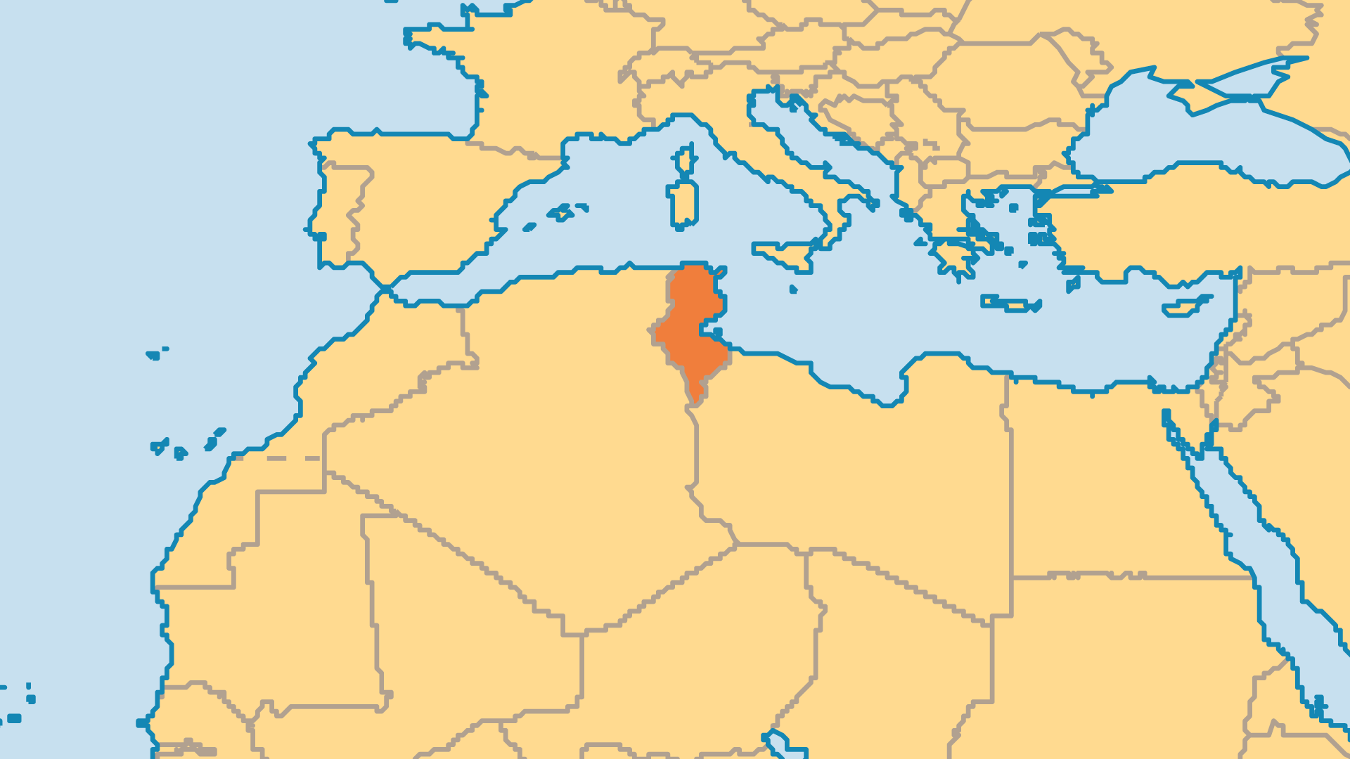 Locator Map for Tunisia