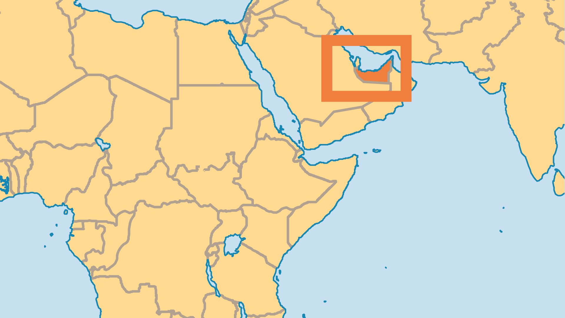 Locator Map for United Arab Emirates